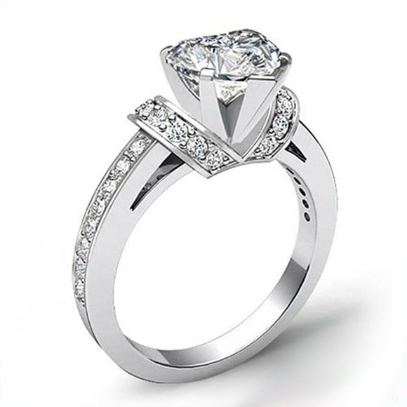 🔥 Sweet Heart Crystal Clear CZ Anillo Trendy Silver Ring for Women, VIP447 - Picture 2 of 9